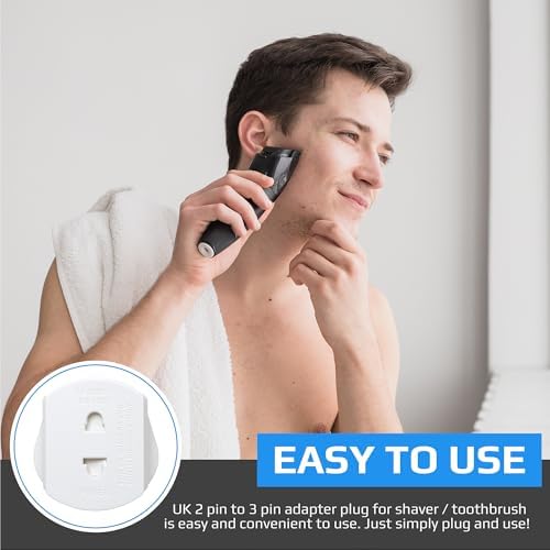 Toothbrush Adaptor Plug UK Charger Adapter Shaver Socket 2 Pin to 3 Pin Electric for Razor Plugs Bathroom Two to Three Prong Charging Tooth Brush Plugs Adapters Electrical Shaving (White) - View 7