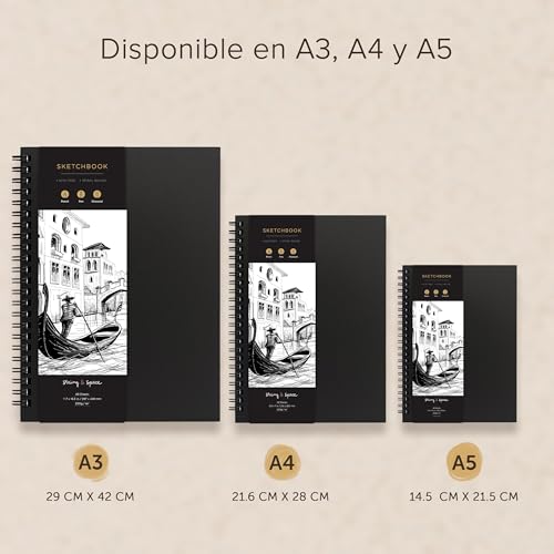 Miniatura 9 de Cuaderno De Bocetos De Artista A4 - Tapa Dura, Papel Muy Grueso De 200 Gm2 - Encuadernado En Espiral Para Niños, Profesionales, Dibujar Y Hacer Bocetos - 21x29 Cm, 40 Hojas, 80 Páginas