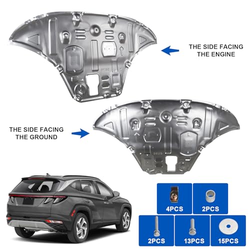 Image of Front Engine Guard Mud Flaps w /Screw Hardware Compatible with 2022 2023 2024 Hyundai Tucson Engine Splash Shield Under Car Shield Cover Board