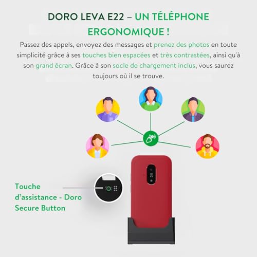 Téléphone senior grand écran Doro Leva E22 4G avec son fort - 4