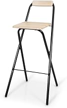 Belfast Folding Bar Stool in Wood Look with Foot Rest without Assembly