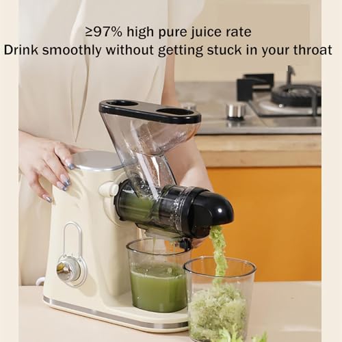Exprimidor de prensa en frío con separación de residuos, extractor de jugo de masticación lenta, 90% de rendimiento de jugo, funcionamiento silencioso, fácil de limpiar, compacto para uso doméstico