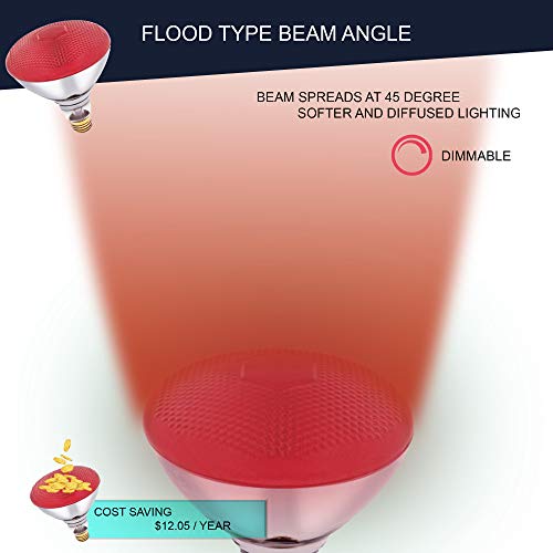 Dysmio Lighting 100 Watt Br38 Incandescent Flood Light Bulb Red Light, 4 Pack #TOP2