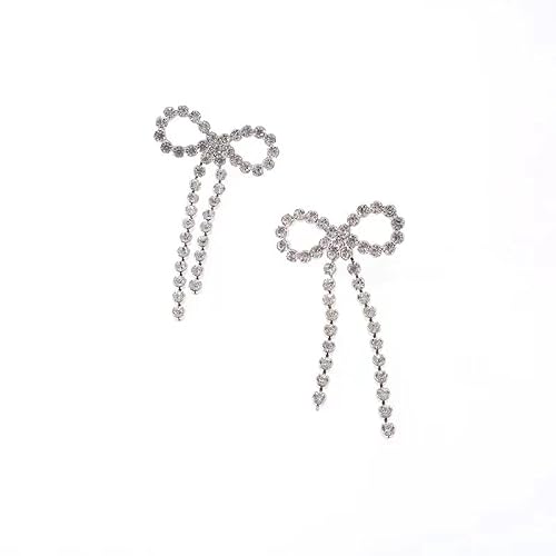 Relovet Bowknot Earrings Rhinestone Dangle Crystal Earrings For Women #TOP7