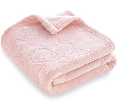 BORITAR Baby Blanket for Girls Ultra Soft Cozy Fleece Baby Blankets, Warm and Lightweight Toddler Blanket with Elegant Floral Printed for Bed Stroller...