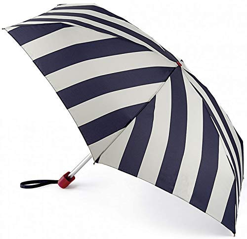 Joules Coastal Stripe Navy White Compact Tiny Folding Handbag Umbrella & Matching Cover