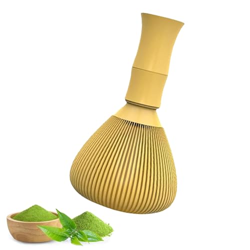 Batidor Matcha Tradicional Japonés Batidor de Matcha Cepillo Matcha para Agitar Matcha en Polvo para Amantes del Té (Amarillo)
