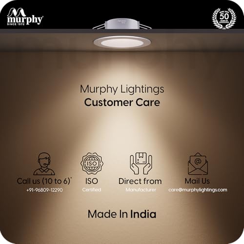 Image of Murphy 7W Streak LED Down Light WH+White Finish, Natural White Light, Round, Pack of 8, Recessed Ceiling LED Light, Suited for 3 inch Junction Box /Concealed Box (2 Years Warranty)