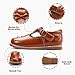 TOZHCITA Classic Brown Leather Mary Jane Shoes for Toddler Girls School Daily Wear T-Strap Ballet Flats