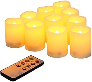 Flameless Votive Candles with Remote Control and Timer Bulk Set of 10 Tealight
