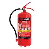 OGNIOCHRON - Feuerlöscher (6 kg) I Pulverlöscher mit Wandhalter I Brandklassen ABC I Ideal für Haushalt, Büro, Produktionsbereiche, Lagerhallen, Garagen I Enthält Manometer, Stahlstift
