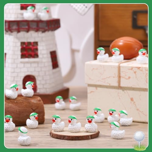 Image of 50 Pcs Golf Ducks Toy Figures, Mini Resin Ducks Bulk, Tiny Duck Figurine Dress up Game Toy for Party Favors (Golf Ducky)