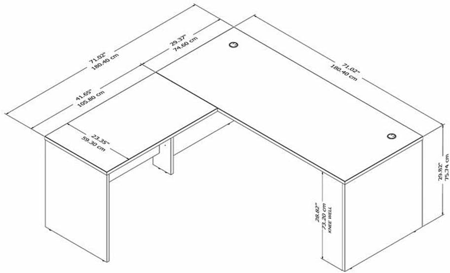 Bush Furniture Studio C 72W x 30D L Shaped Desk with 42W Return in Storm Gray, Large Corner Computer Table for Professional Office