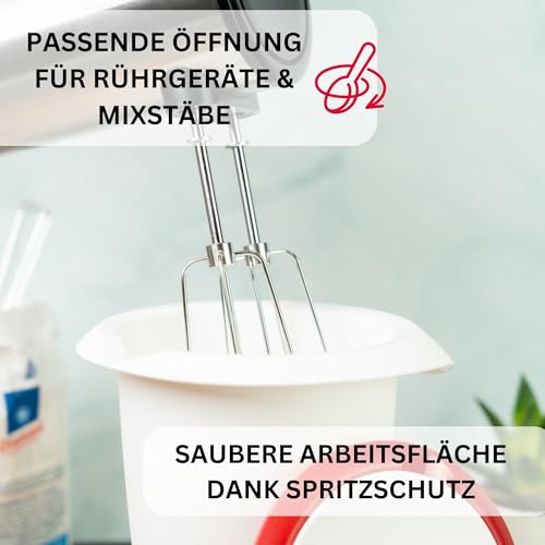 Foto von Westmark Quirltopf mit zweigeteiltem Deckel, 1 l, Mit Ausgießer, Kunststoff, Weiß/Rot, 3151227R