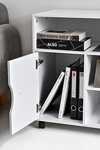 Woodworth File Cabinet Printer Stand Mobile Lateral Cabinet With Wheels With 3 Open Shelves,Functional Storage Cabinet For Home Office #TOP4