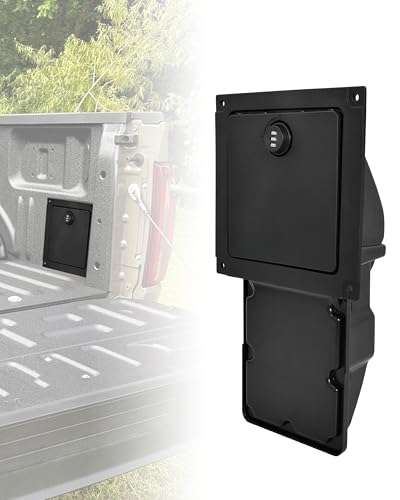 KEWISAUTO Bed Cargo Partition Storage Bin with Code Lock for Ford F150 2021-2023 Accessories, Rear Truck Side Organizer Storage Box with 3-Digit Security Lock, Password Protected