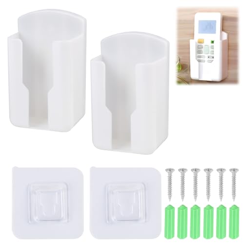 2 Piezas Soporte Organizador de Mando a Distancia de Pared, Soporte Mando Aire Acondicionado, Montaje Sencillo con Adhesivo y Tornillos, para Televisores y Objetos Pequeños
