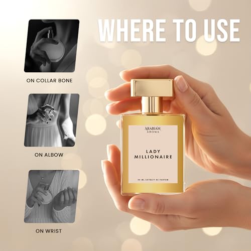 Image of Arabian Aroma Lady Millionaire Perfume For Women | Long Lasting Floral Fruity Fragrance Spray, 50 ML, Extrait De Parfum.