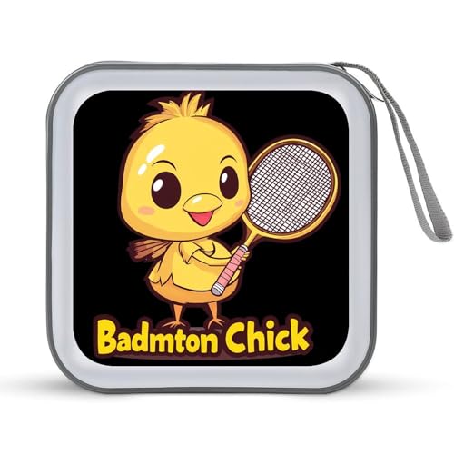 Badminton Chick Chicken Birdie CD Case Plastic DVD Case Holder Wallet Disc Storage Organizer for Car Travel