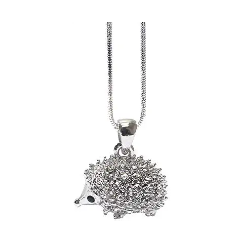 Lola Bella Gifts Crystal Hedgehog Fashion Necklace with Gift Box (Silver-tone) Cover