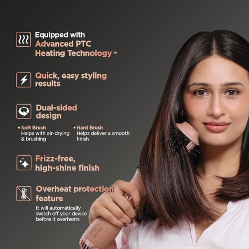 Image of BBLUNT WET-TO-DRY AIR SMOOTHENING BRUSH 850W | Co-created with Tarini Peshawaria | Effortlessly Transforms Hair From Damp to Styled | AirTouch Smoothening TechnologyTM | Anti-Frizz & Shiny | For Fine to Medium Hair | With Gentler Bristles for Thinner Type