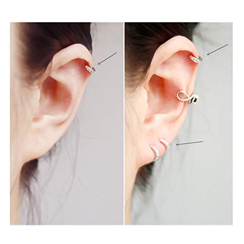 CZ Tiny Small Hoop Earring for Women 925 Sterling Silver Micro Huggie Hoops Upper Hole Ear Cuff Cartilage Hypoallergenic Fashion Mini Crystal Jewelry 4.5mm4