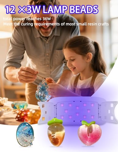 ZLXHDL UV Lampe Harz 36W – 12 LED UV-Licht für Harz, Epoxidharz & UV-Kleber Härtung – Faltbare USB UV Lampe Resin mit Timer – Kleine UV Lampe für Resin DIY & Modellbau