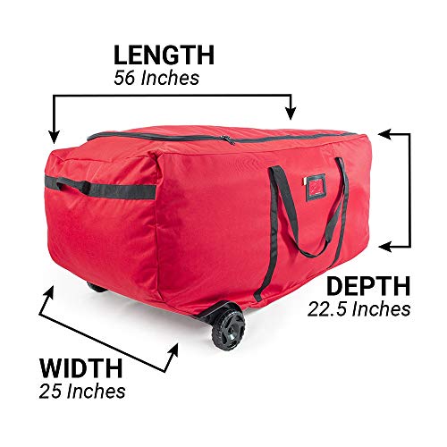 [Rolling Duffle Bag Tree Storage Bag] - Big Wheeled 9 Foot Christmas Tree Storage Bag for Artificial Trees up to 9 Feet Tall - Compression Straps to Secure Your Tree | EZ Roller by Santa's Bags