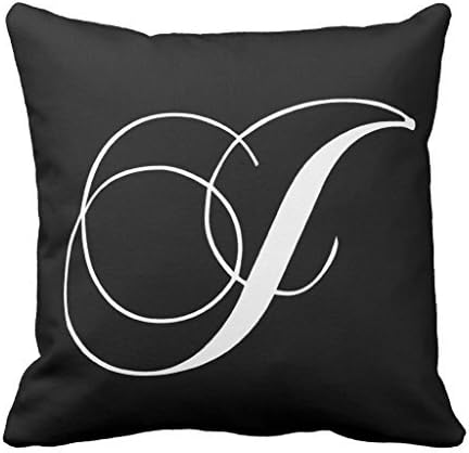 Black White Monogram J Designer Monogrammed Chair Decorative Throw Pillow Cover for Living Room Canvas 45 x 45cm Square Throw Pillow with Zipper