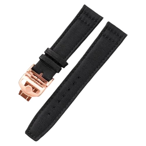 Bracelet de montre cuir nylon noir or rose 22mm pour IWC Big Pilot Mark XVIII