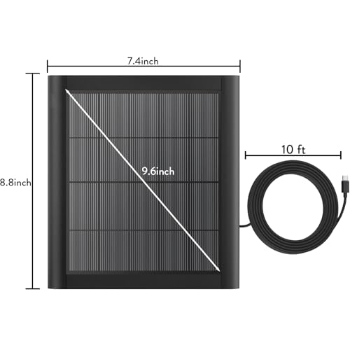 Image of 8W Solar Panel Charger for Ring Camera, 9.8inch Camcorder Solar Panel with 10FT USB C Cable for Ring Outdoor Cam Plus, Stick Up Cam /Pro, Spotlight Camera Plus /Pro Battery (8W-2Pack)