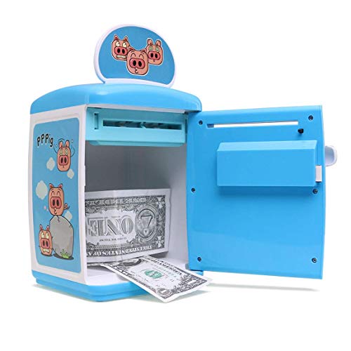 Image of Magicwand Musical Money Safe Kids Piggy Savings Bank with Finger Print Sensor & Solitaire Stickers【Cartoon Blue】【Pack of 1】