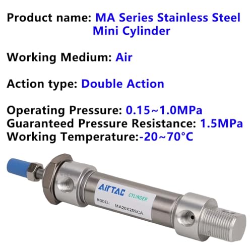Cylindre double action premium en acier inoxydable s&eacute;rie MA