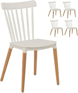 Chaise scandinave confortable - Coque en résine blanche revêtue d'un tissu moelleux gris chiné et des pieds bois naturel