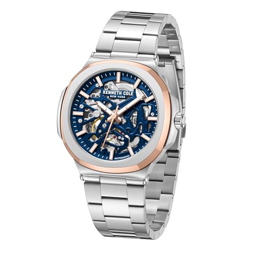 Image of Kenneth Cole Automatic Blue Dial Silver Stainless Steel Strap Watch for Men - KCWGY0046201MN