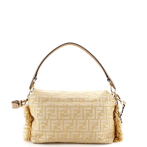 Pre-Loved Mamma Baguette NM Zucca Jacquard and Raffia Medium, Neutral3