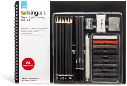 KINGART 24 Pc Sketching & Drawing Art Kit Combo w/Sketchbook, Graphite & Charcoal Pencils, Professional Supplies for All Skill Levels image 5