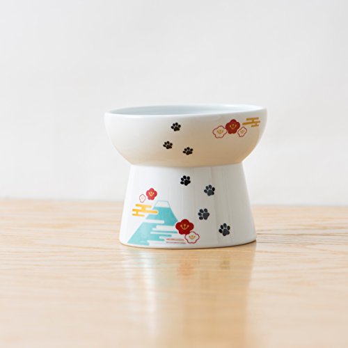 image for Necoichi Raised Cat Food Bowl – Ceramic Elevated Cat Bowl for Whiske