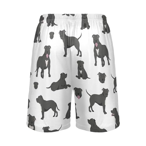 Aflyko Animal Men's Pajama Bottoms Pit Bull Dog Black Loungewear Sleepwear Shorts S-XXL3