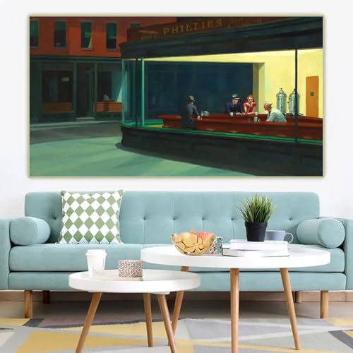 Peinture Nighthawks Edward Hopper grand tableau pour grand mur vide - 2