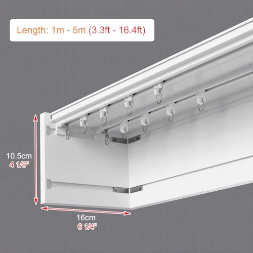 Lambrekin z podwójną zasłoną - aluminiowa skrzynka z falbaną okienną do montażu na ścianie lub suficie, zestaw dekoracyjnych zasłon 2,5 m