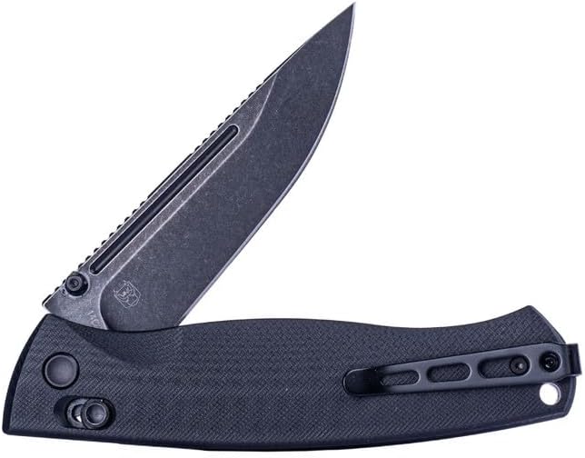 Real Steel Pathfinder FFG Pocket Knife - 3.74" Alleima 14C28N Blackwash Blade, G10 Handle Tactical Knife - Perfect for Camping, Hiking, EDC Cutting Tasks - Black G10 Handle