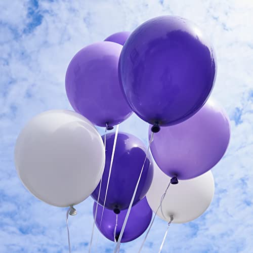 Image of PartyWoo Purple Balloons 60 pcs 12 Inch Light Pastel Dark Purple Lilac Lavender White Latex Balloons for Graduation Baby Shower Gender Reveal Wedding Butterfly Birthday Party Decorations