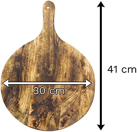 Carousel Home Rustic Acacia Wood Round Chopping Board | Wooden Cutting Board Serving Platter | Food Presentation Pizza Board