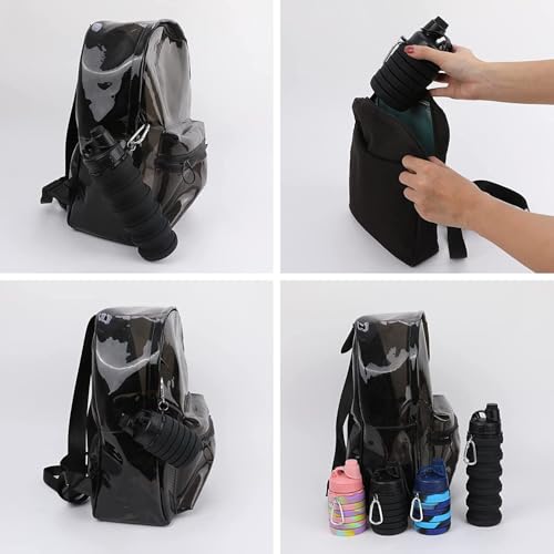 Image of Kiditos Collapsible Expandable Silicone Sipper Water Bottle for Kids | Ideal for Sports, Trekking, Cycling, Gym & School Water With Snap Hook, Grey (1 Unit)