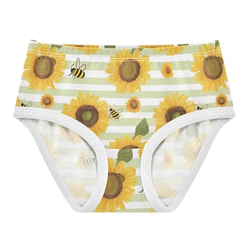 Wusikd Sunflower Bee Girls' Underwear Cotton Green Stripes Girls Briefs Soft Toddler Underwear 2T
