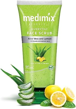 Medimix Ayurvedic Everyday Face Scrub with Aloe Vera & Lemon 100ml | For Clear & Radiant skin | Natural | Herbal | Paraben Free | Soap Free | SLES Free | Alcohol Free