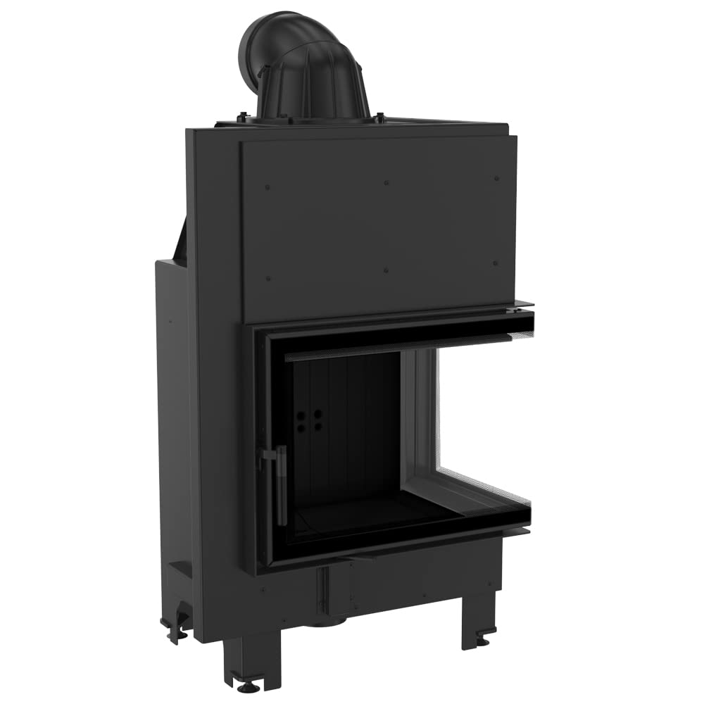 KRATKI Inserto per camino in acciaio a legna MBZ 13 kW Ø200 destro A+ 81 | Acciaio nero, efficienza 81%, classe A+. Ecodesign, BImSchV 2, Kratki PRO; per recupero calore.; combustione efficiente