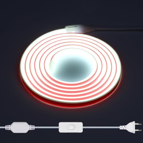 Großcat Striscia LED COB 220V 2M Esterno Impermeabile, 288 LED/m, Bianco freddo da 6000K senza trasformatore, nastro LED flessibile e tagliabile con interruttore per decorazioni domestiche, cucina, tv