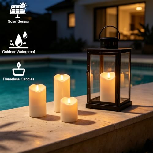 Image of Wondise 4Pack Solar Candles Outdoor Waterproof IP65 Rechargeable